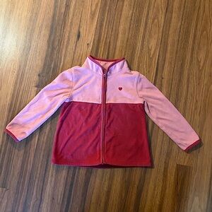 Osh Kosh B’gosh Girls Pink Heart Fleece Full Zip Jacket - Size 3T